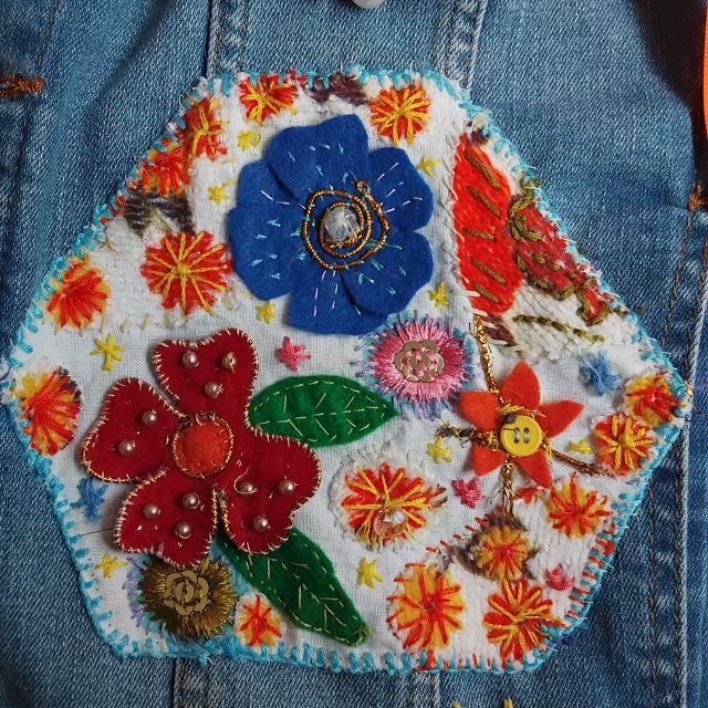 A patch on the denim jacket