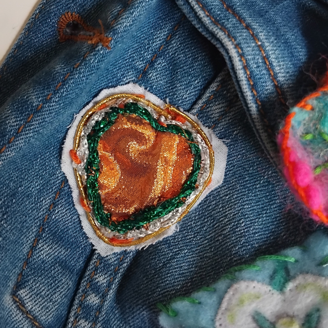 A patch on the denim jacket
