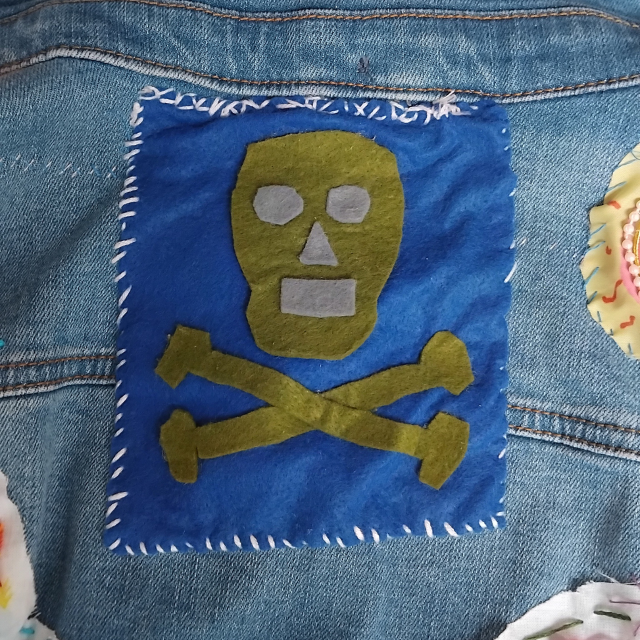 A patch on the denim jacket