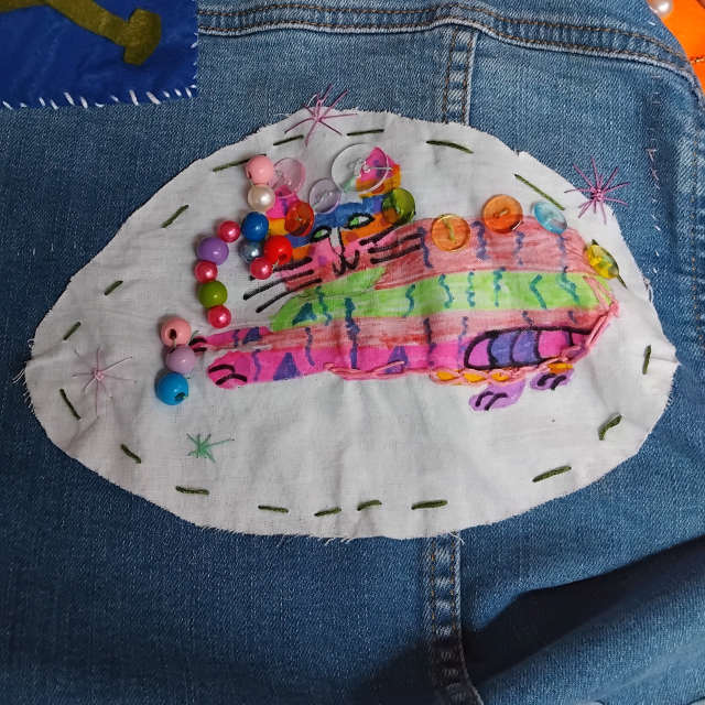 A patch on the denim jacket