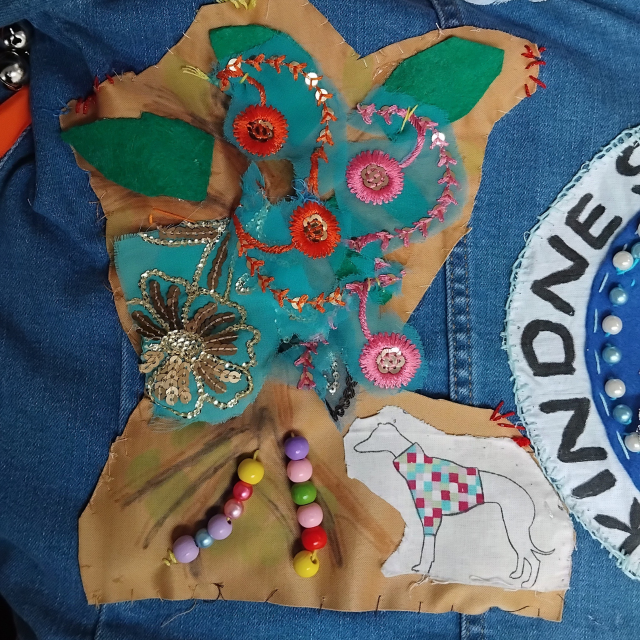 A patch on the denim jacket