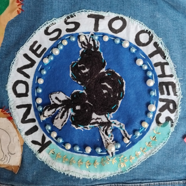 A patch on the denim jacket