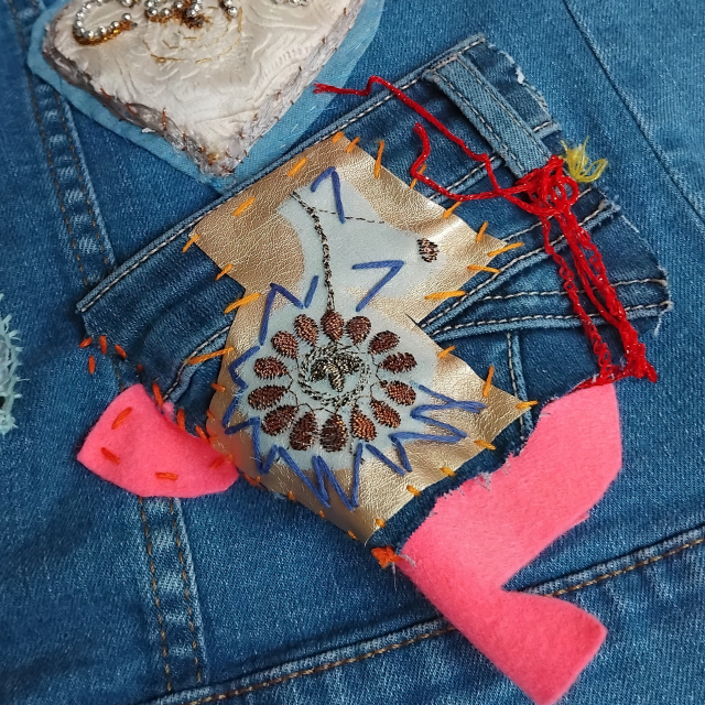 A patch on the denim jacket