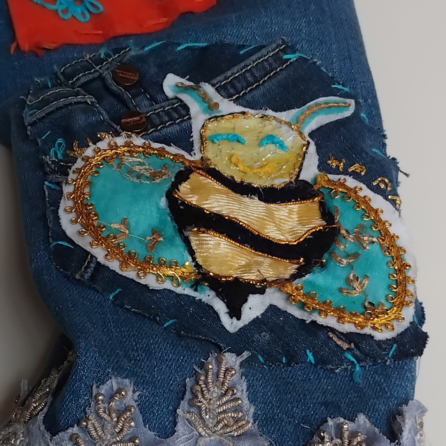 A patch on the denim jacket