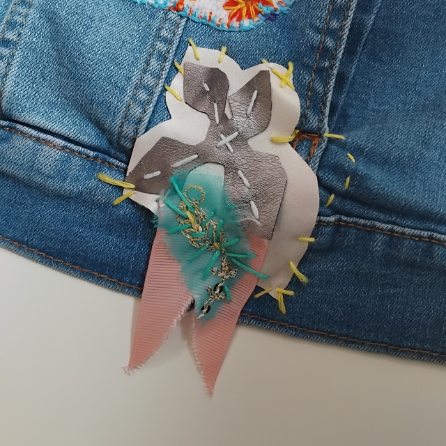 A patch on the denim jacket