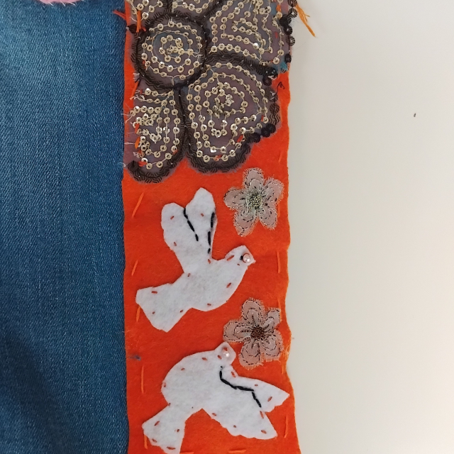 A patch on the denim jacket