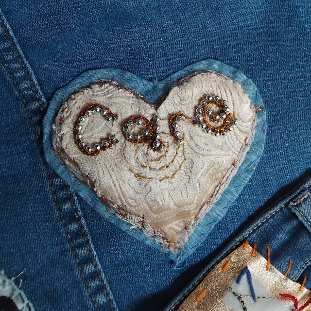 A patch on the denim jacket