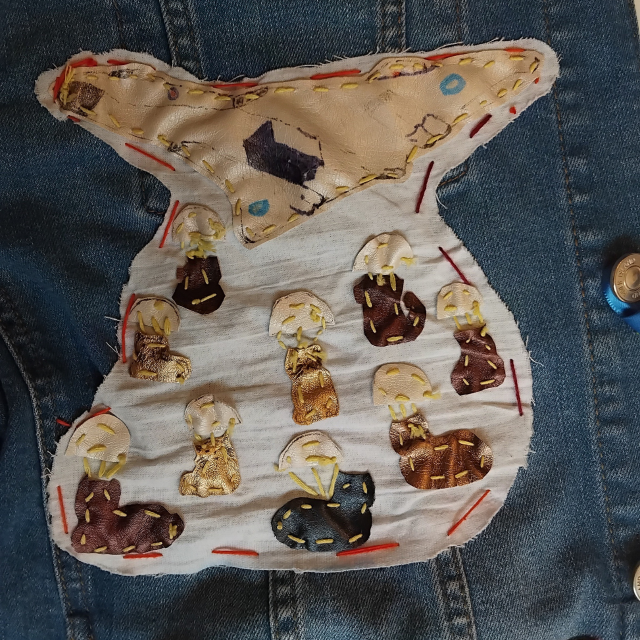 A patch on the denim jacket