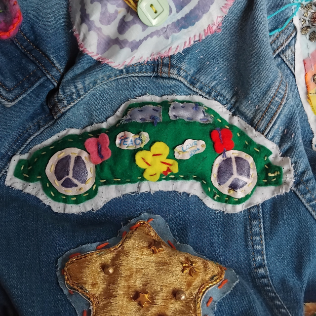 A patch on the denim jacket