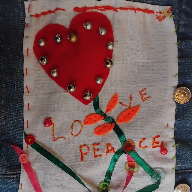 A patch on the denim jacket