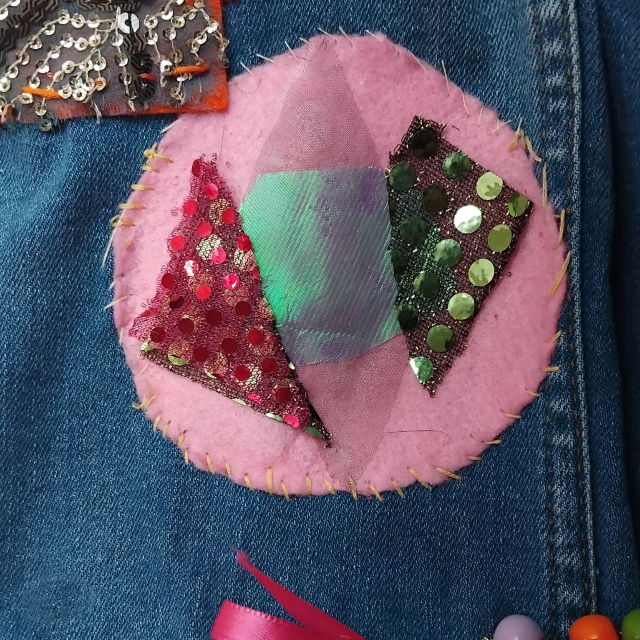A patch on the denim jacket