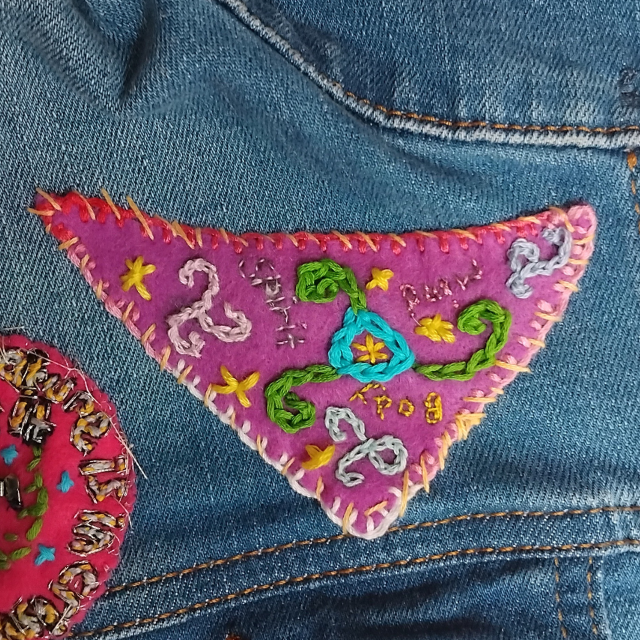 A patch on the denim jacket