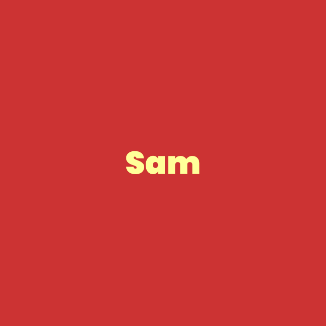 The name Sam on a red background