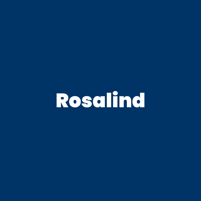 The name Rosalind on a dark blue background