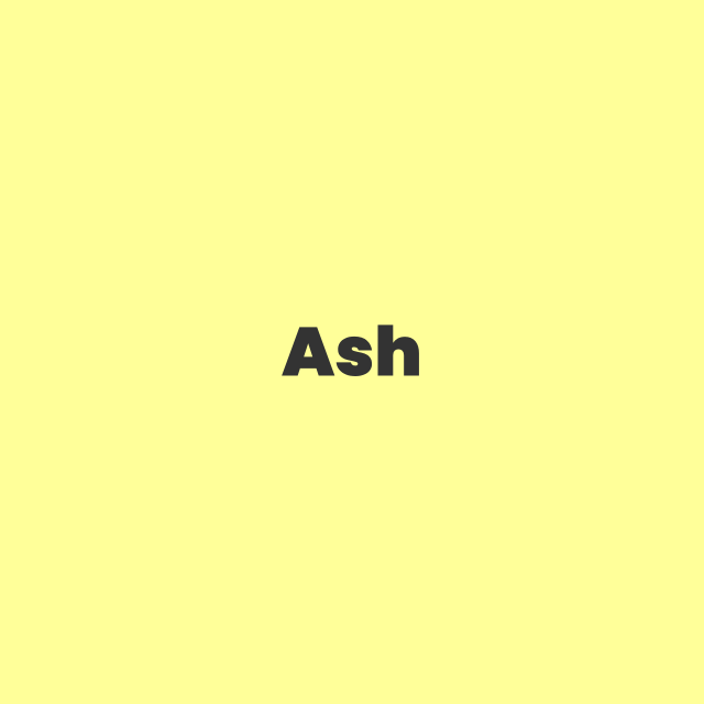 The name Ash on a yellow background